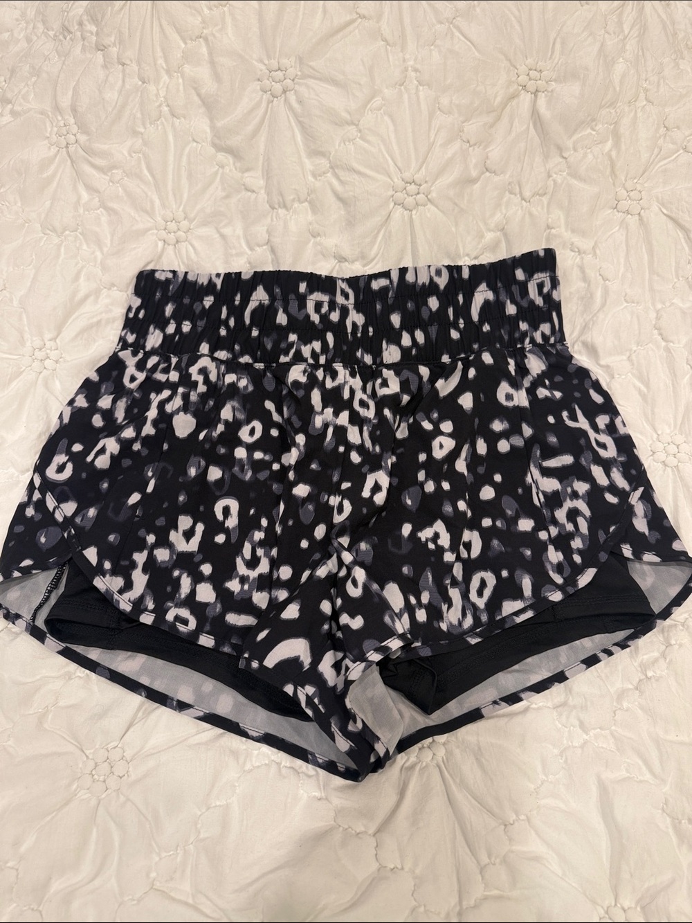 Avia Black and White Abstract Print Athletic Shorts